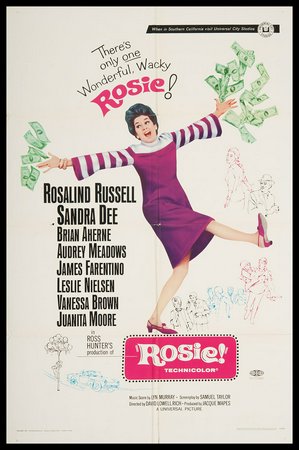 Rosie, una señora riquísima, Rosalind Russell,Sandra Dee,Brian Aherne,Audrey Meadows,James Farentino,Margaret Hamilton,Doodles Weaver,Reginald Owen,Leslie Nielsen,Vanessa Brown